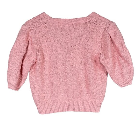 Reformation Hope Cardigan M Organic Cotton Pink Cropped V-Neck Button Up Sweater - Picture 2 of 11